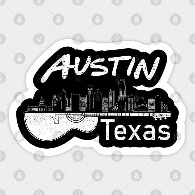 Austin Texas Souvenir Guitar Music Lover Gift Men Austin Sticker by PomegranatePower